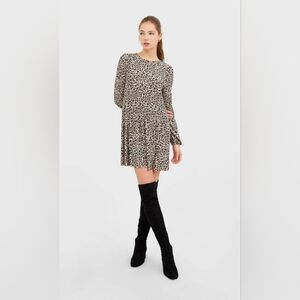 ZARA Mobwife Cheetah Leopard‎ Print Long Sleeve Fall Autumn Winter Dress (#221)